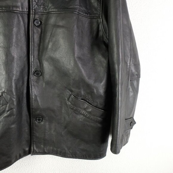 Ciro Citterio Leather Jacket Mens Extra Large Black Button Up Lined Vintage 80s - Picture 3 of 9